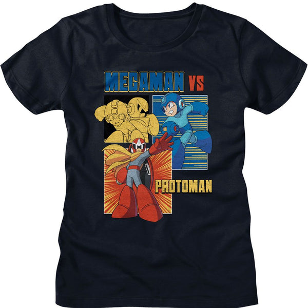 Mega Man - Vs Protoman Womens T-Shirt - HYPER iCONiC.
