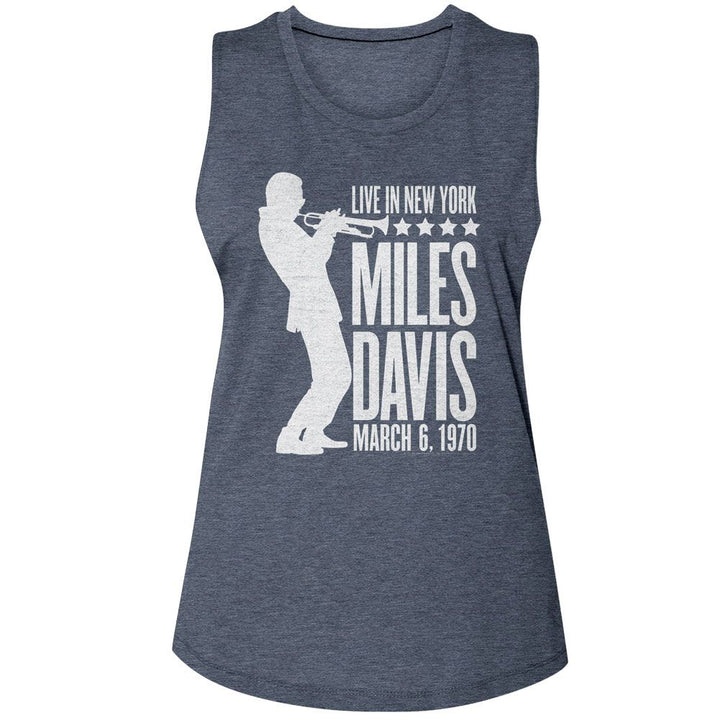 Miles Davis - Silhouette Womens Muscle Tank Top - HYPER iCONiC.