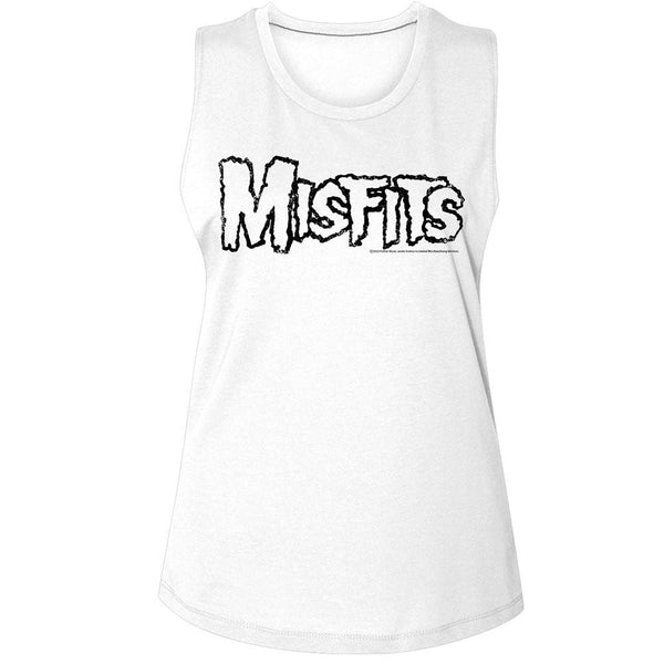 Misfits - Logo Outline Womens Muscle Tank Top - HYPER iCONiC.