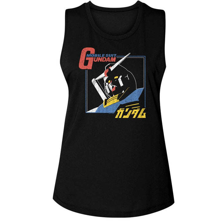 Mobile Suit Gundam - Gundam Bold Womens Muscle Tank Top - HYPER iCONiC.