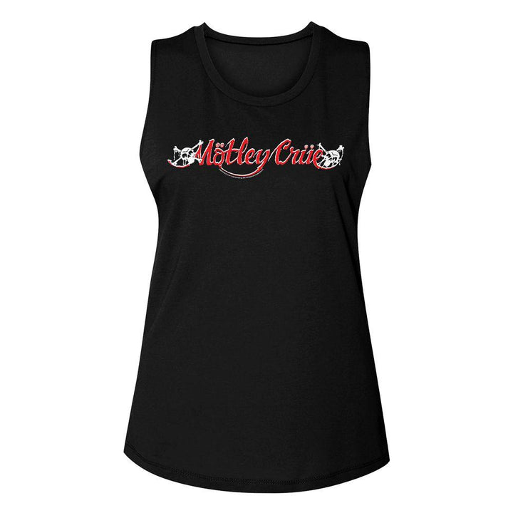 Motley Crue Rd & Wht Logo Womens Muscle Tank Top - HYPER iCONiC