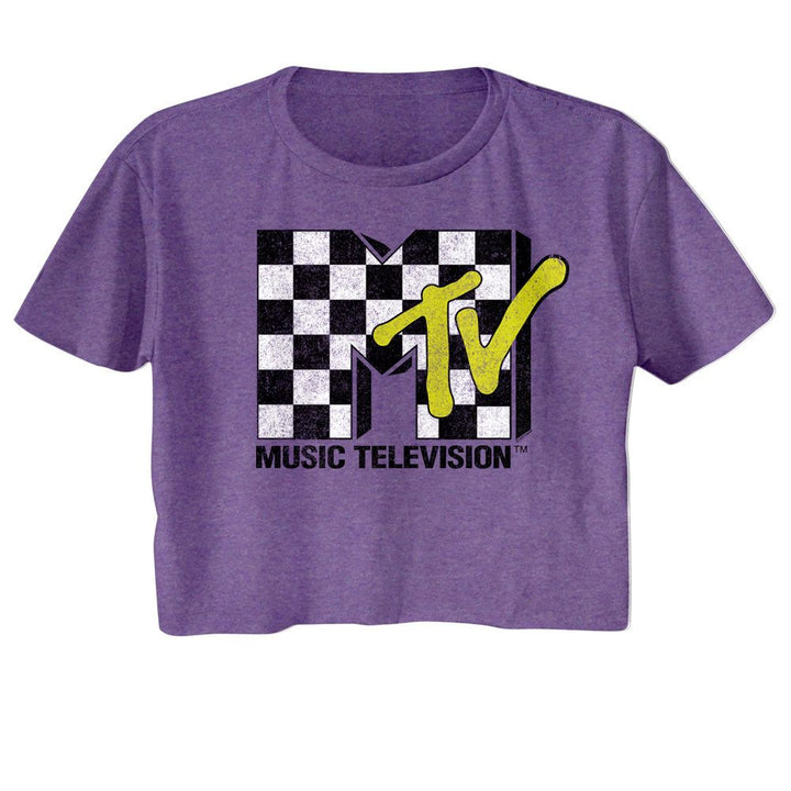 MTV - Checkered Womens Crop Tee - HYPER iCONiC.