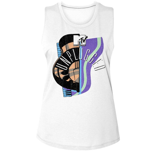 MTV - Guitar Hat Piano Womens Muscle Tank Top - HYPER iCONiC.