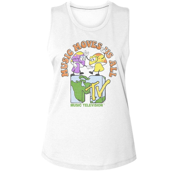 MTV- Music Moves Us All Womens Muscle Tank Top - HYPER iCONiC.