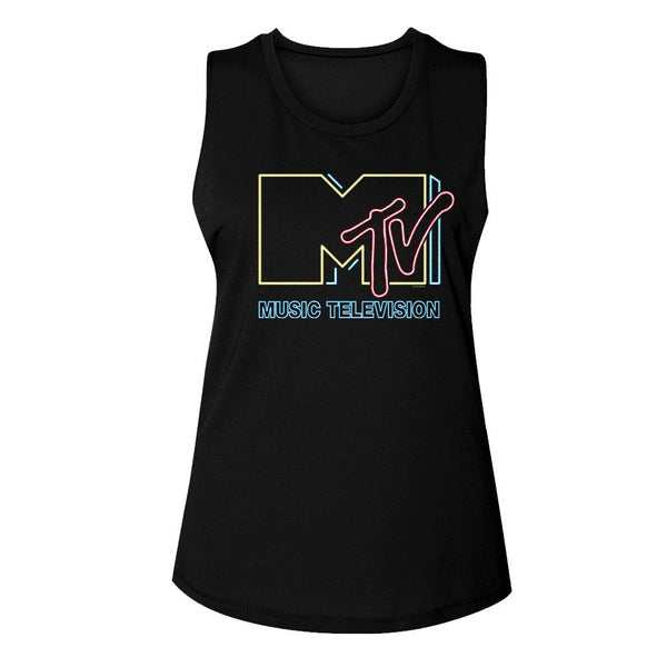 MTV - Neon Sign Logo Womens Tank Top - HYPER iCONiC.