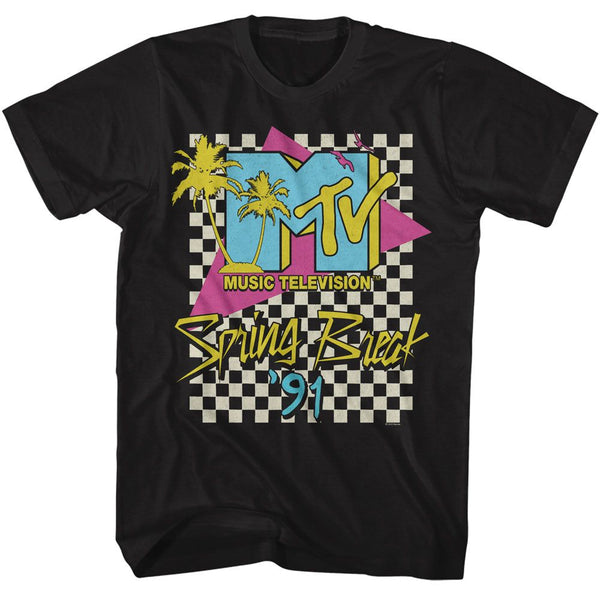 MTV- Spring Break 91 Checkered BG T-Shirt - HYPER iCONiC.
