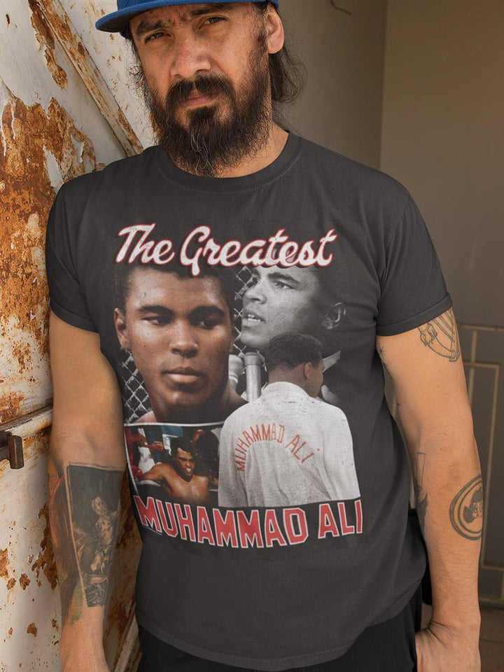 MUHAMMAD ALI - ALI SCRIPT COLLAGE BIG AND TALL T-SHIRT - HYPER iCONiC.