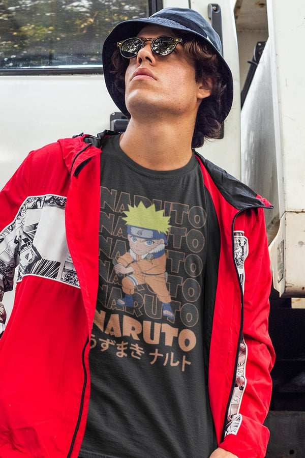 Naruto - Chibi Repeat Logo T-Shirt - HYPER iCONiC.