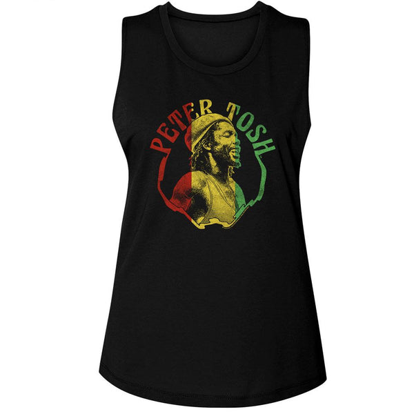 Peter Tosh - Rasta Colors Womens Muscle Tank Top - HYPER iCONiC.