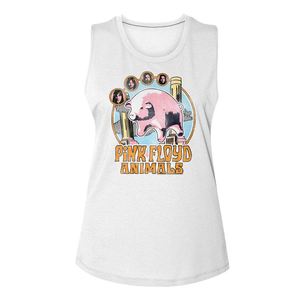 Pink Floyd Circle Pig Womens Muscle Tank Top - HYPER iCONiC