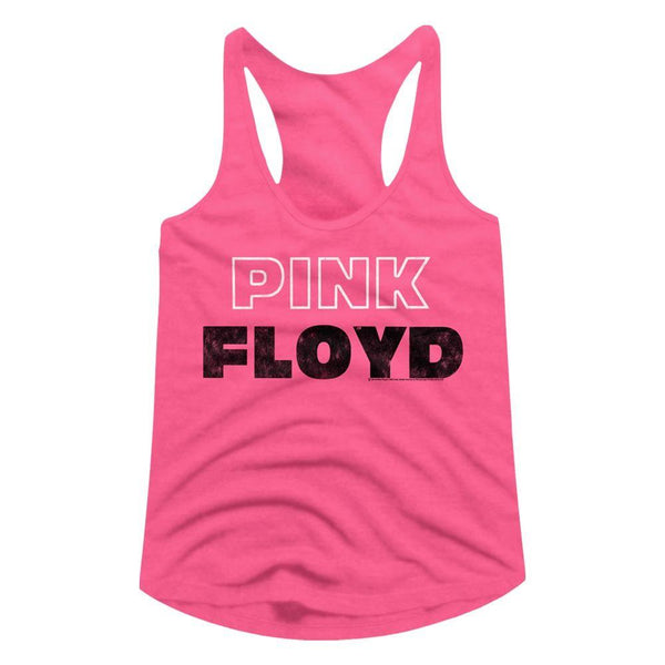 Pink Floyd Pnk Wht Outline Womens Slimfit Racerback Tank - HYPER iCONiC
