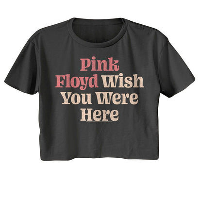 Pink Floyd - Wish You Were Here Text Womens Crop Tee - HYPER iCONiC.