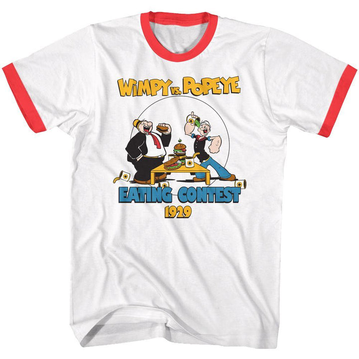 Popeye Eating Contest Short Sleeve Ringer T-Shirt - HYPER iCONiC