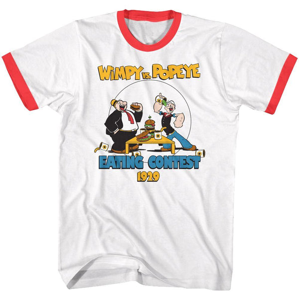 Popeye Eating Contest Short Sleeve Ringer T-Shirt - HYPER iCONiC