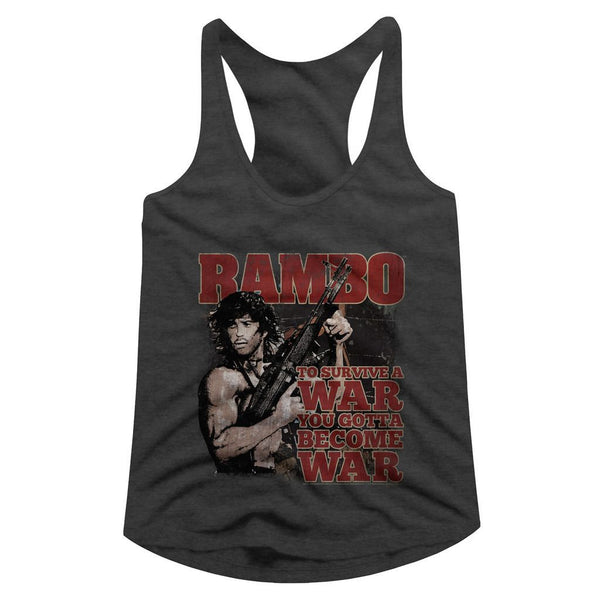 Rambo Become War Womens Racerback Tank - HYPER iCONiC