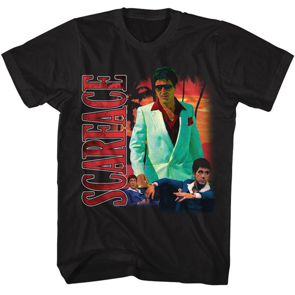 Scarface - Collage With Palm Tree BG Boyfriend Tee - HYPER iCONiC.