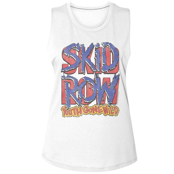 Skid Row - SR Logo And Ygw Womens Muscle Tank Top - HYPER iCONiC.