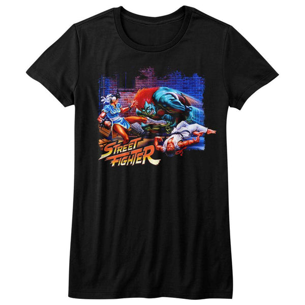 Street Fighter Alley Fight Womens T-Shirt - HYPER iCONiC