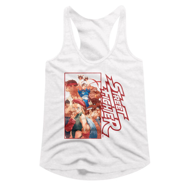 Street Fighter - Multi Character Rectangle Womens Racerback Tank Top - HYPER iCONiC.