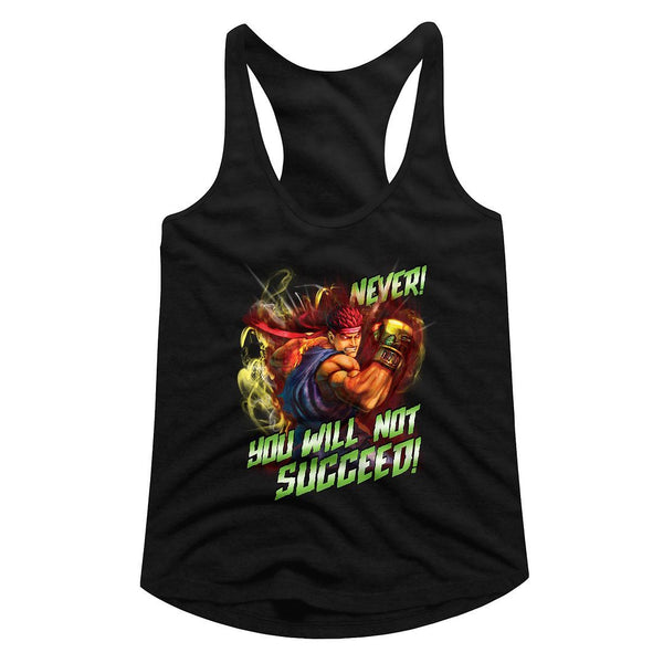 Street Fighter Never Succeed Womens Racerback Tank - HYPER iCONiC