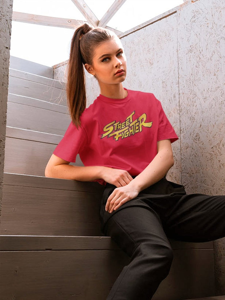 Street Fighter Red Yellow Logo Boyfriend Tee - HYPER iCONiC.