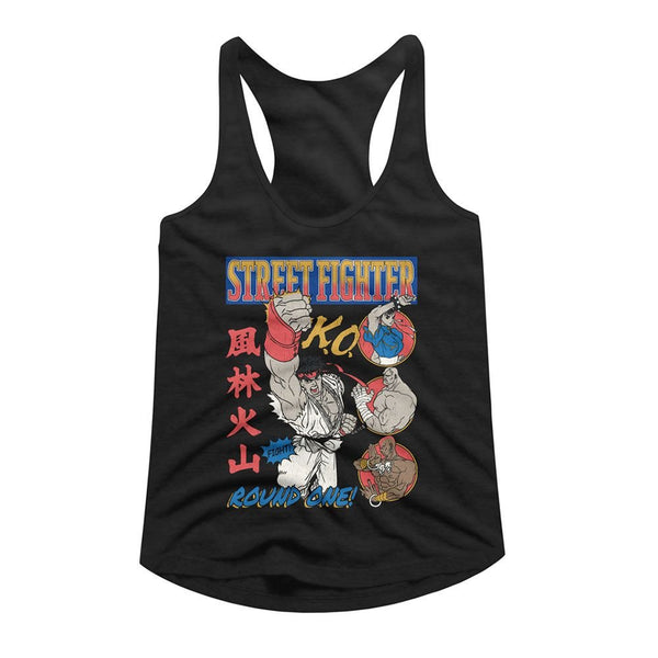 Street Fighter - Round One Comic Womens Racerback Tank Top - HYPER iCONiC.