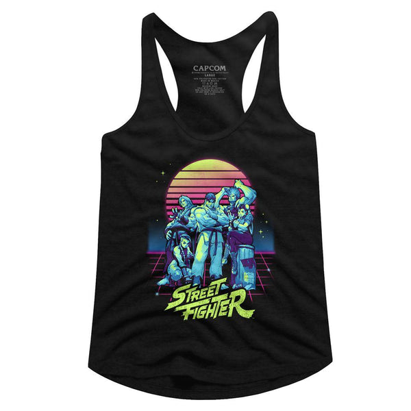 Street Fighter Synthwave Fighter Womens Racerback Tank - HYPER iCONiC