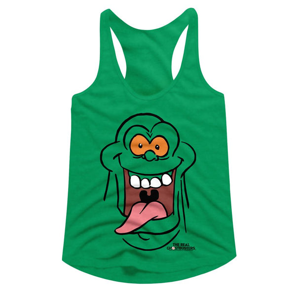 The Real Ghostbusters - RGB Slimer Face Womens Racerback Tank Top - HYPER iCONiC.