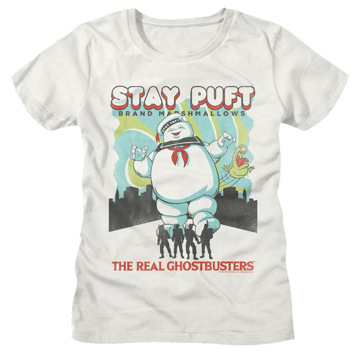 The Real Ghostbusters - RGB Stay Puft And Busters Womens T-Shirt - HYPER iCONiC.