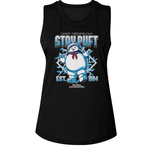 The Real Ghostbusters - RGB Stay Puft Electricity Womens Muscle Tank Top - HYPER iCONiC.