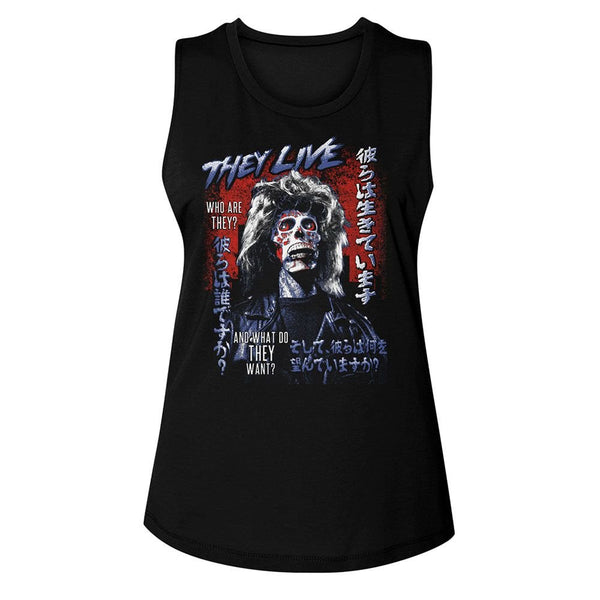 They Live - Who Are They Womens Muscle Tank Top - HYPER iCONiC.