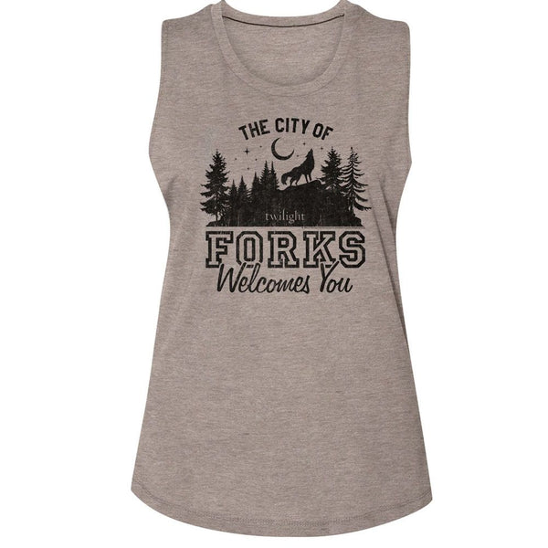 Twilight - The City Of Forks Muscle Womens Muscle Tank Top - HYPER iCONiC.