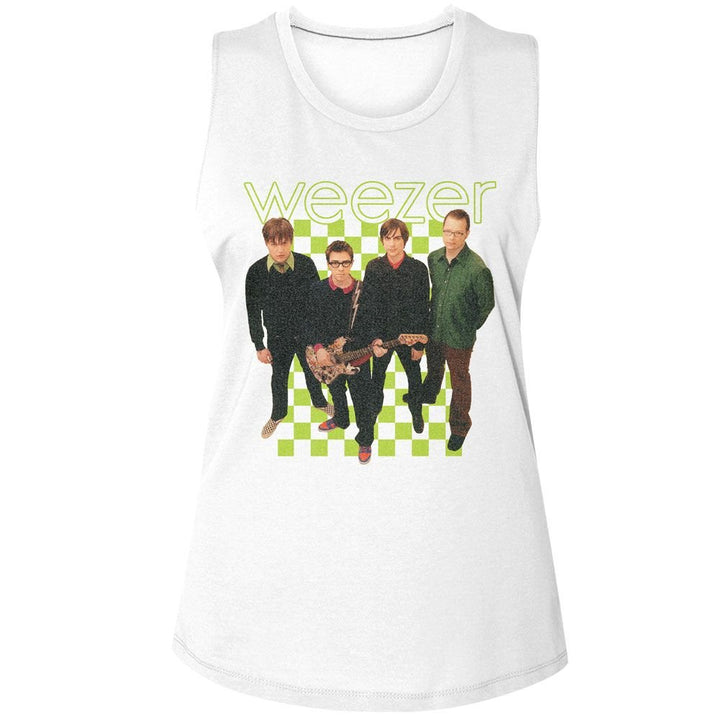 Weezer - 2001 Lineup Tee Womens Muscle Tank Top - HYPER iCONiC.