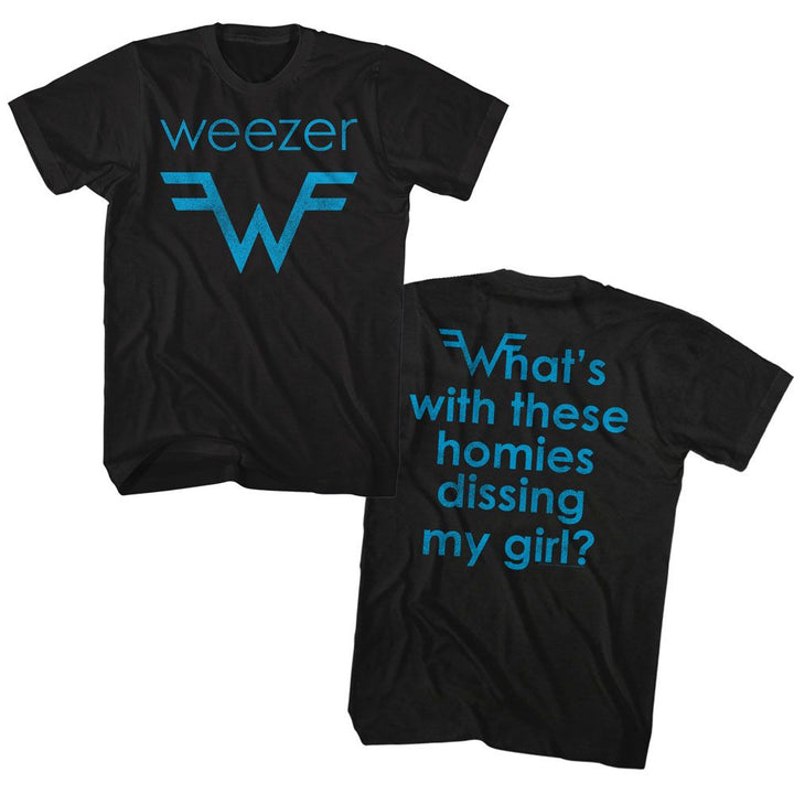Weezer - Blue Logo And Lyrics Boyfriend Tee - HYPER iCONiC.