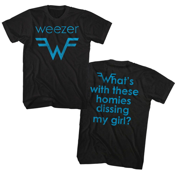 Weezer - Blue Logo And Lyrics T-shirt - HYPER iCONiC.