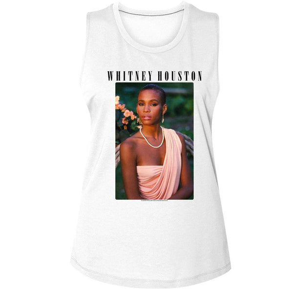 Whitney Houston - Photo And Logo Womens Muscle Tank Top - HYPER iCONiC.