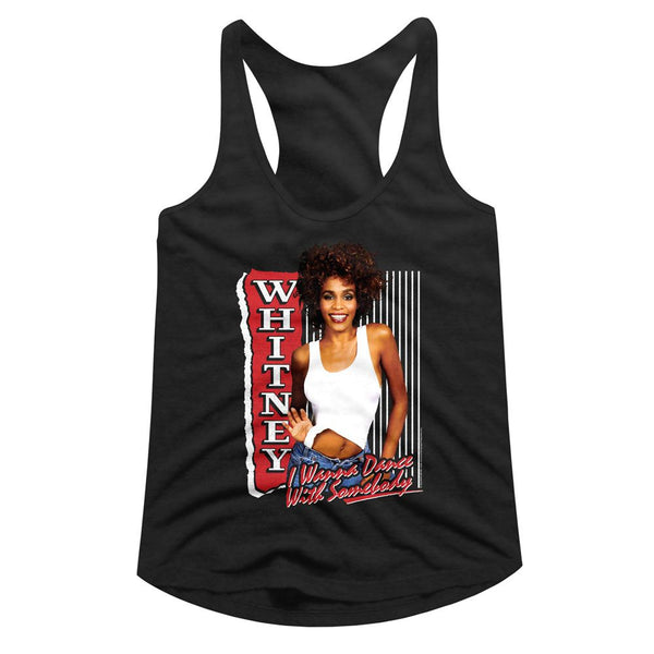 Whitney Houston - White I Wanna Dance Womens Racerback Tank Top - HYPER iCONiC.