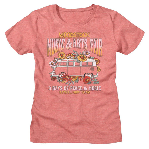 Woodstock - Floral Van Womens T-Shirt - HYPER iCONiC.