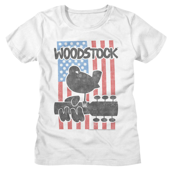 Woodstock - Flower Flag Womens T-Shirt - HYPER iCONiC.