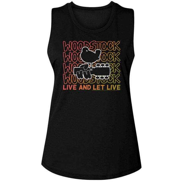 Woodstock - Live And Let Live Gradient Womens Muscle Tank Top - HYPER iCONiC.