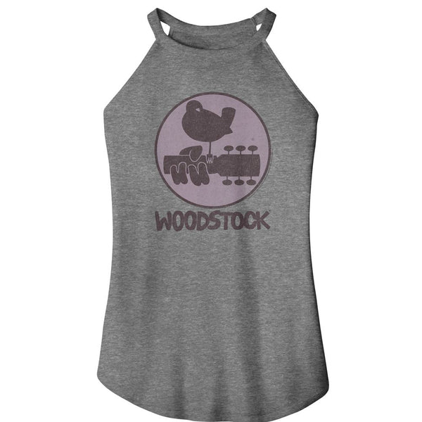 Woodstock - Logo Rocker Womens Rocker Tank Top - HYPER iCONiC.