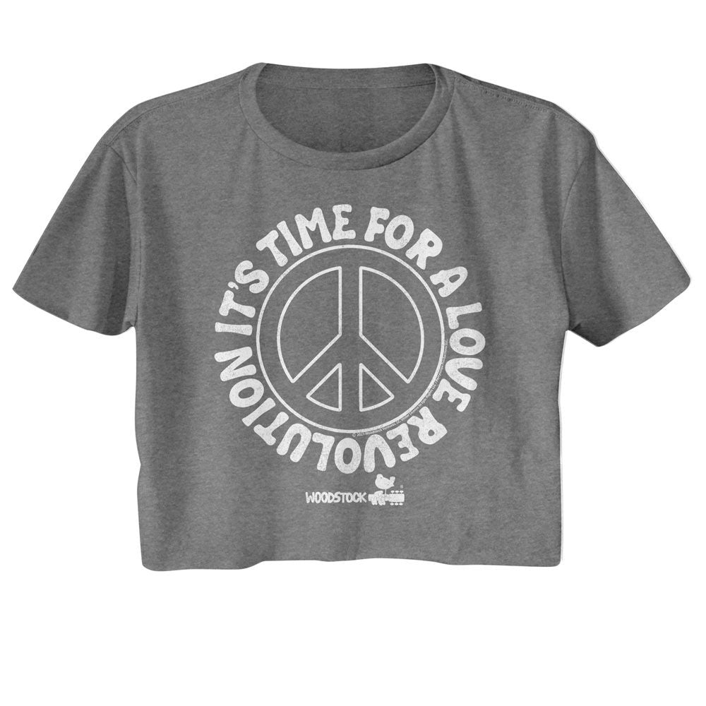 Woodstock - Love Revolution Peace Sign Womens Crop Tee - HYPER iCONiC.