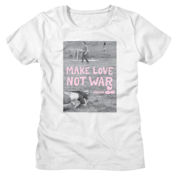 Woodstock - Make Love Not War Poster Womens T-Shirt - HYPER iCONiC.