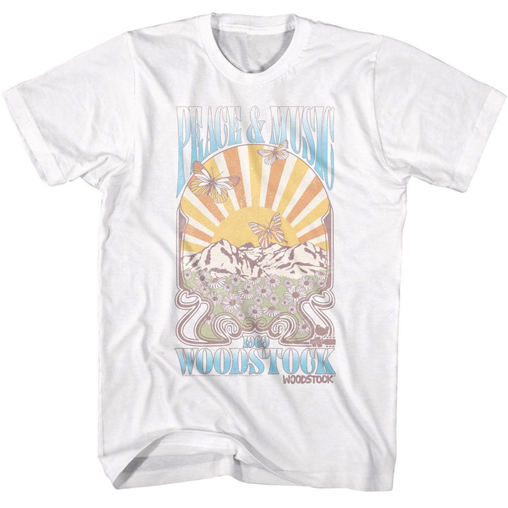 Woodstock - Peace And Music Landscape T-Shirt - HYPER iCONiC.