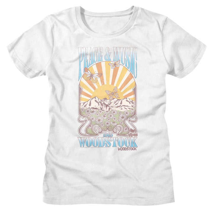 Woodstock - Peace And Music Landscape Womens T-Shirt - HYPER iCONiC.