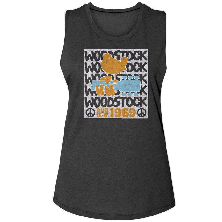 Woodstock - Stacked Muscle Womens Muscle Tank Top - HYPER iCONiC.