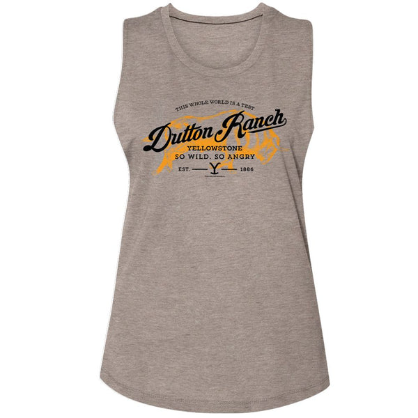 Yellowstone - Dutton Ranch Buffalo Muscle Womens Muscle Tank Top - HYPER iCONiC.