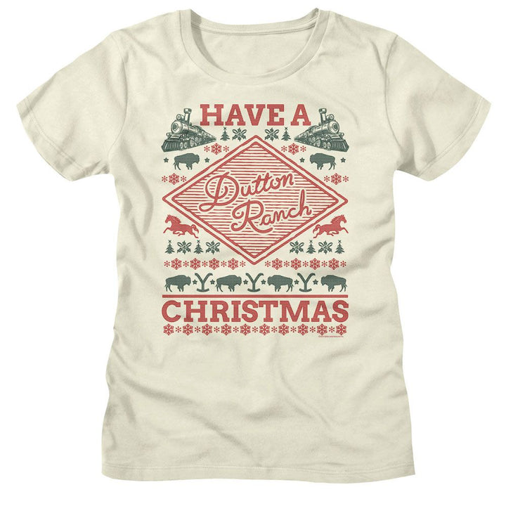 Yellowstone - Dutton Ranch Christmas Womens T-Shirt - HYPER iCONiC.