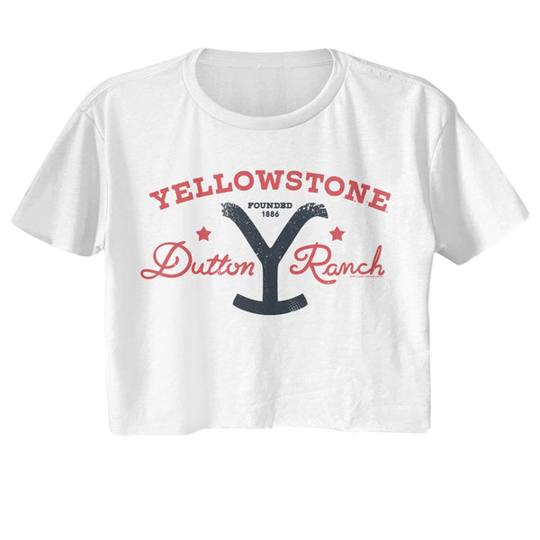 Yellowstone - Dutton Ranch Founded 1886 Womens Crop Tee - HYPER iCONiC.