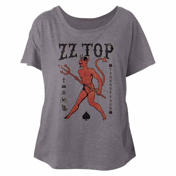 ZZ Top Tonnage Tour Womens Short Sleeve Dolman - HYPER iCONiC.